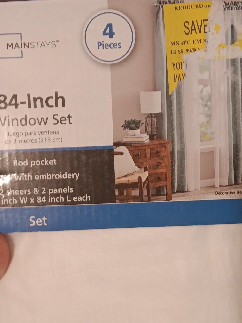Mainstays White Curtain Set with Sheer Panels - 4 Pieces